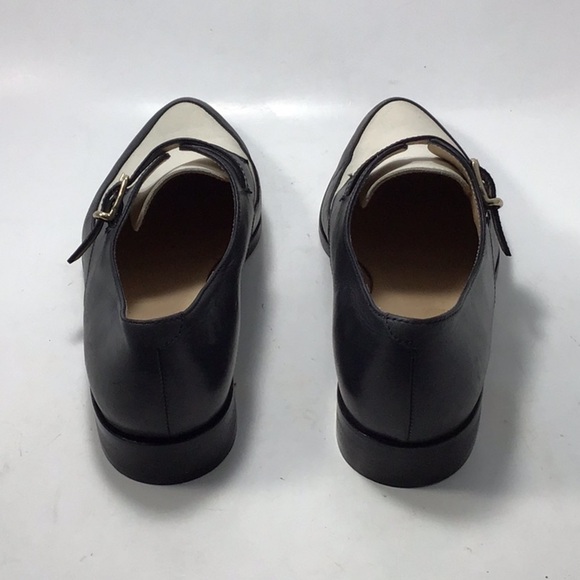J.Crew Color lock Black White Leather Loafers 90s With Buckle Closure Size 6.5 - Picture 7 of 16